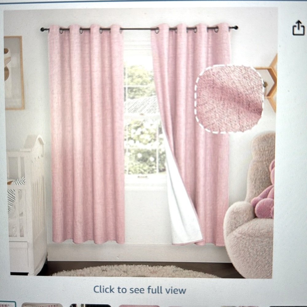 Light Pink blackout curtains - brand new - 52”W x72”L